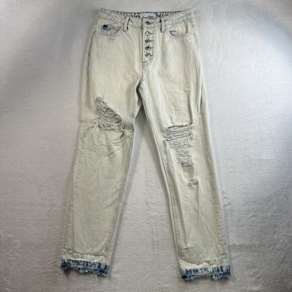 Vervet Sz 26 Flying Monkey Emma Mom Lightwash Jeans Straight Leg Denim Destroyed - Picture 2 of 13